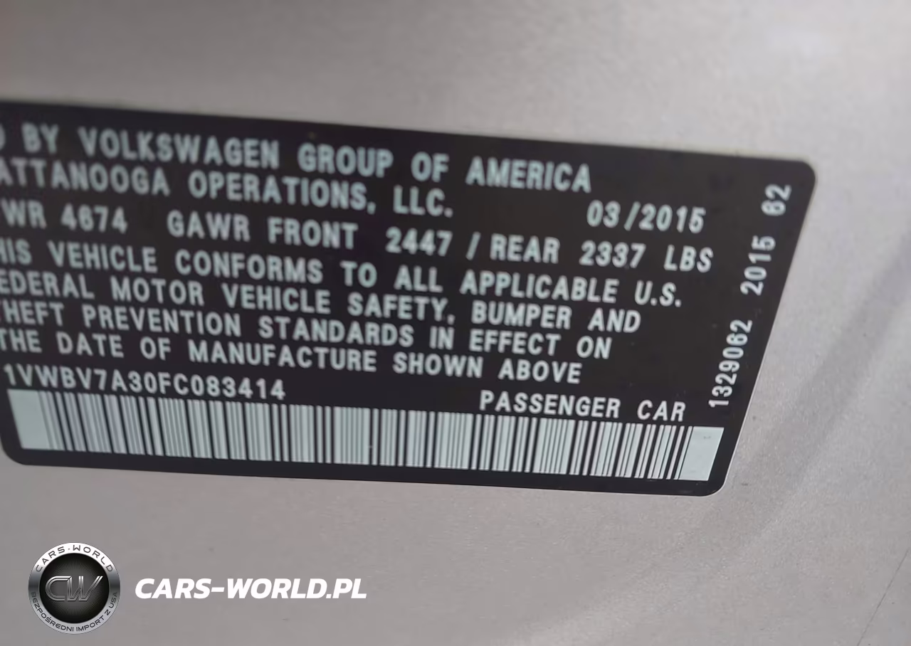 2015 Volkswagen Passat 2.0L Tdi Se VIN:1VWBV7A30FC083414 - 9