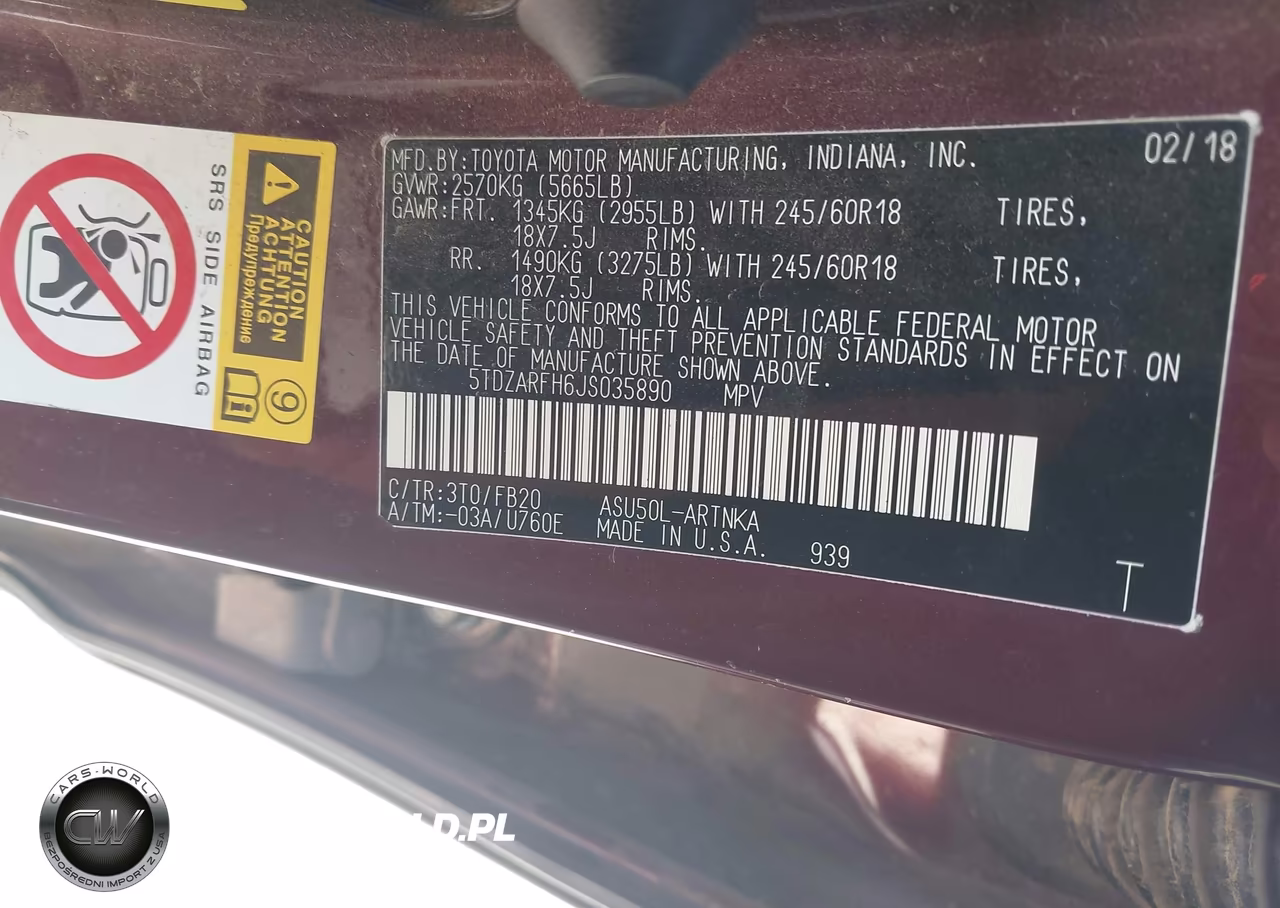 2018 Toyota Highlander Le VIN:5TDZARFH6JS035890 - 9