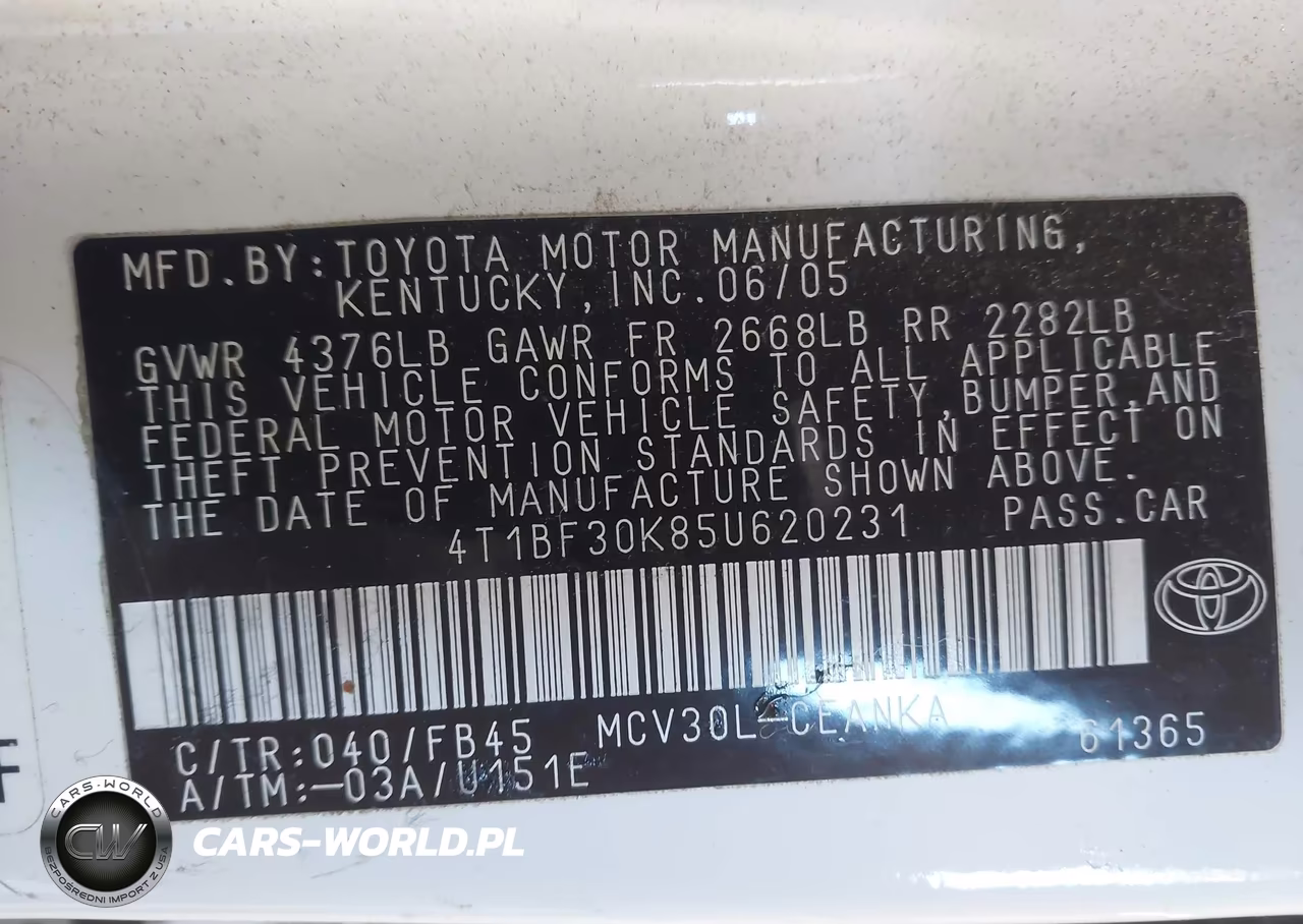 2005 Toyota Camry Le V6 VIN:4T1BF30K85U620231 - 9