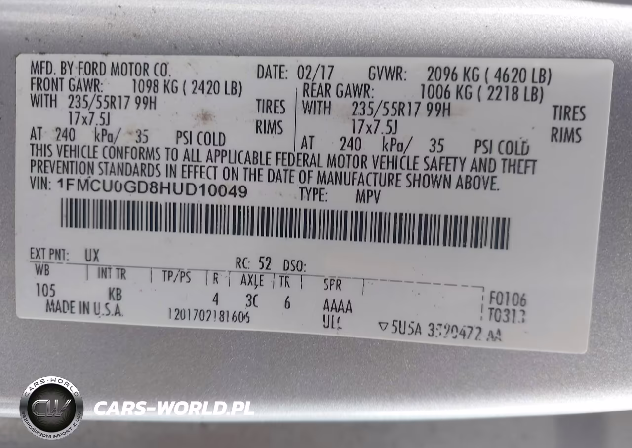 2017 Ford Escape Se VIN:1FMCU0GD8HUD10049 - 9