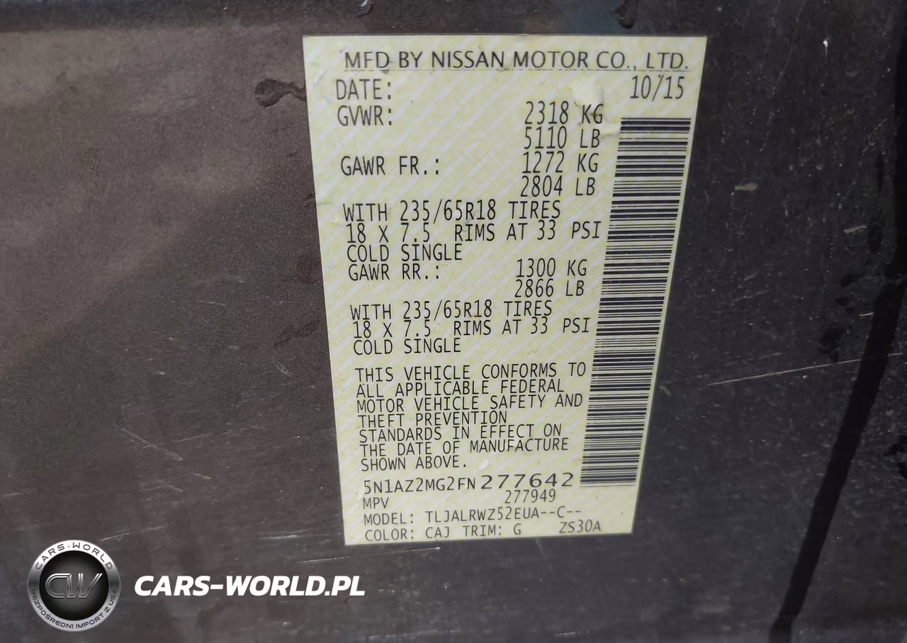 2015 Nissan Murano Sl VIN:5N1AZ2MG2FN277642 - 9
