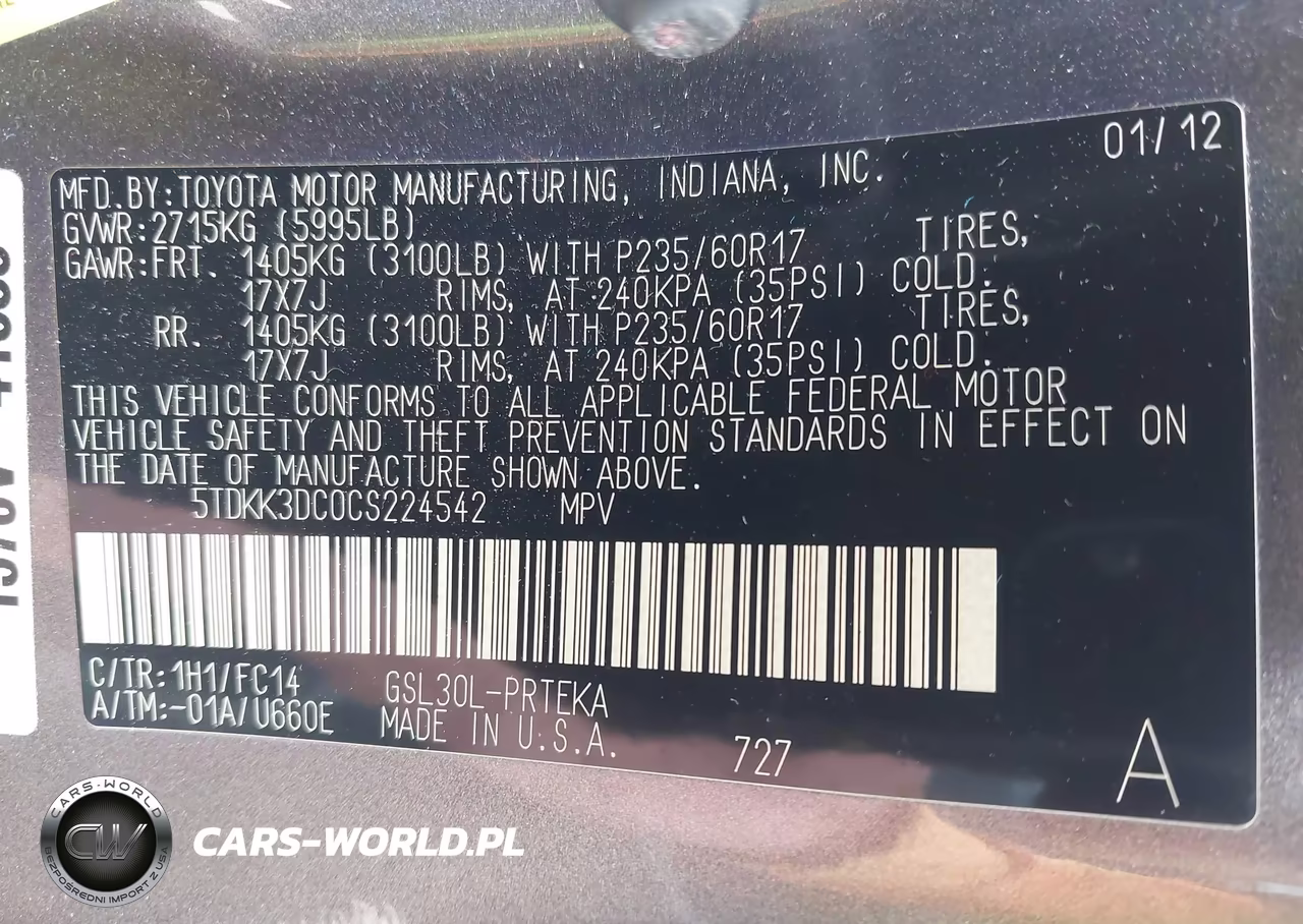 2012 Toyota Sienna Le V6 8 Passenger VIN:5TDKK3DC0CS224542 - 9