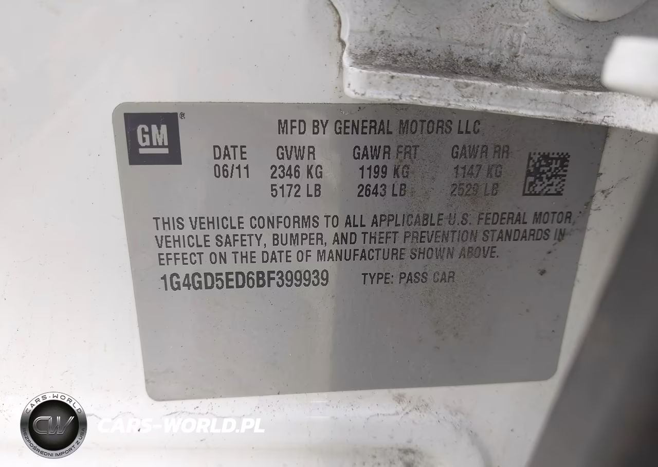 2011 Buick Lacrosse Cxl VIN:1G4GD5ED6BF399939 - 9
