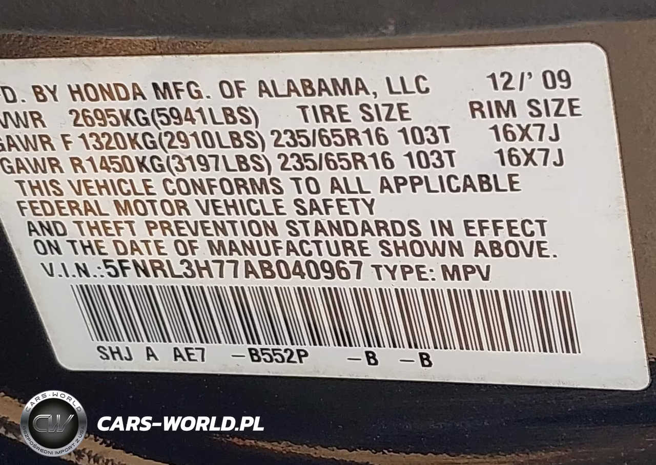 2010 Honda Odyssey Ex-L VIN:5FNRL3H77AB040967 - 9