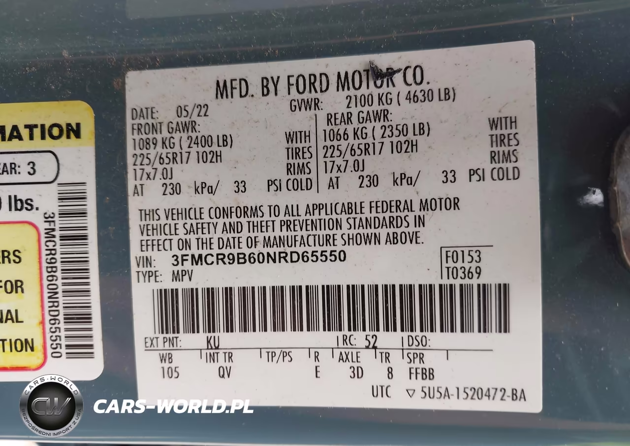 2022 Ford Bronco Sport Big Bend VIN:3FMCR9B60NRD65550 - 9