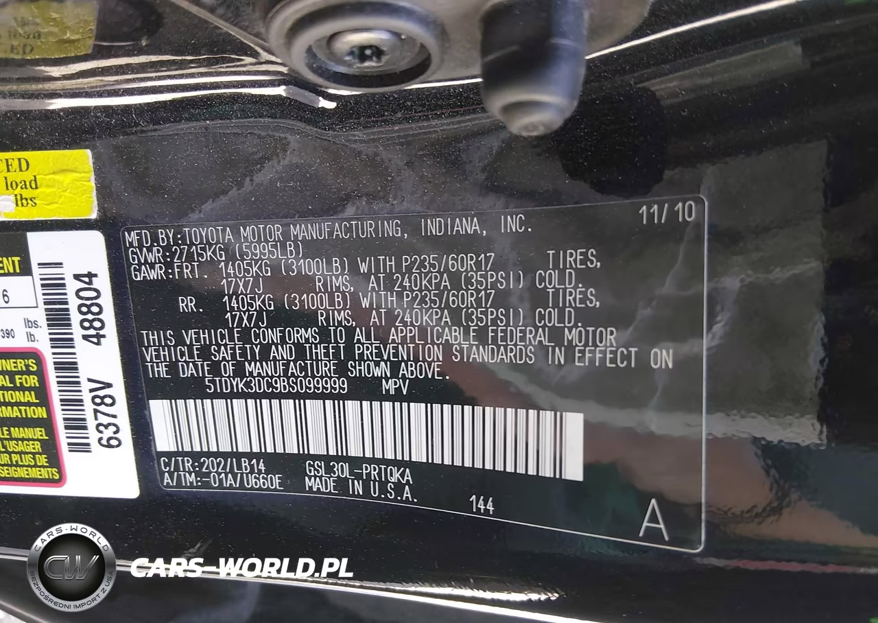 2011 Toyota Sienna Xle V6 VIN:5TDYK3DC9BS099999 - 9