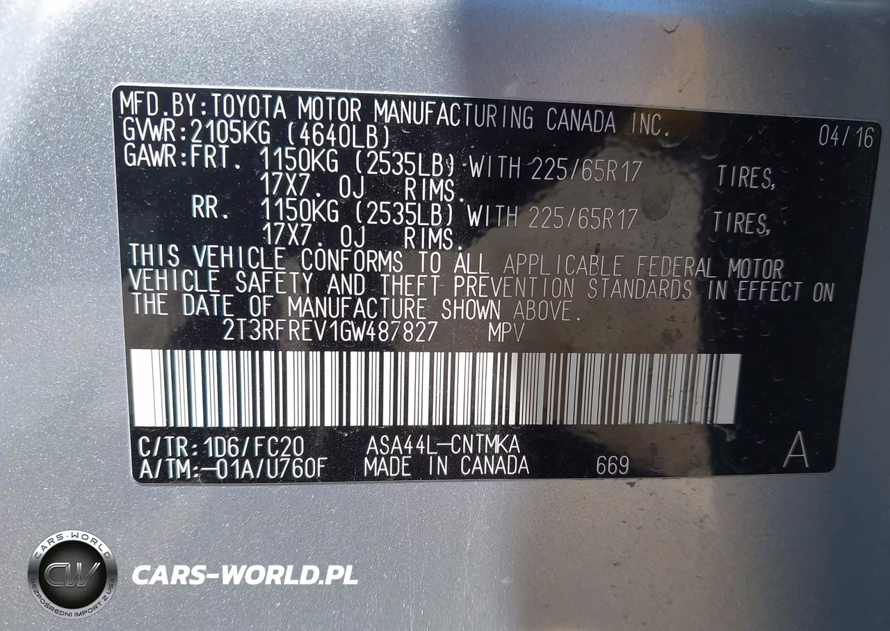 2016 Toyota Rav4 Xle VIN:2T3RFREV1GW487827 - 9