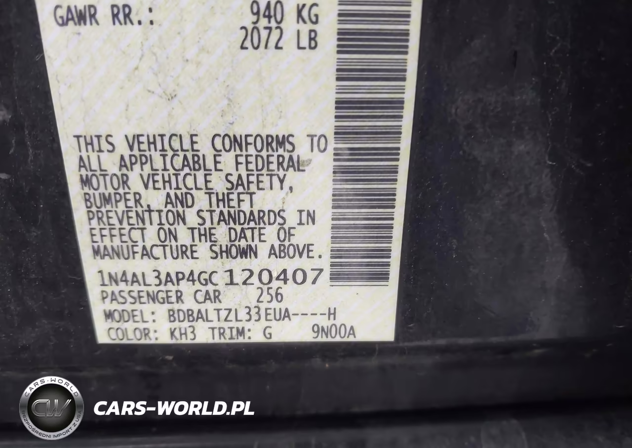 2016 Nissan Altima 2.5 Sl VIN:1N4AL3AP4GC120407 - 9