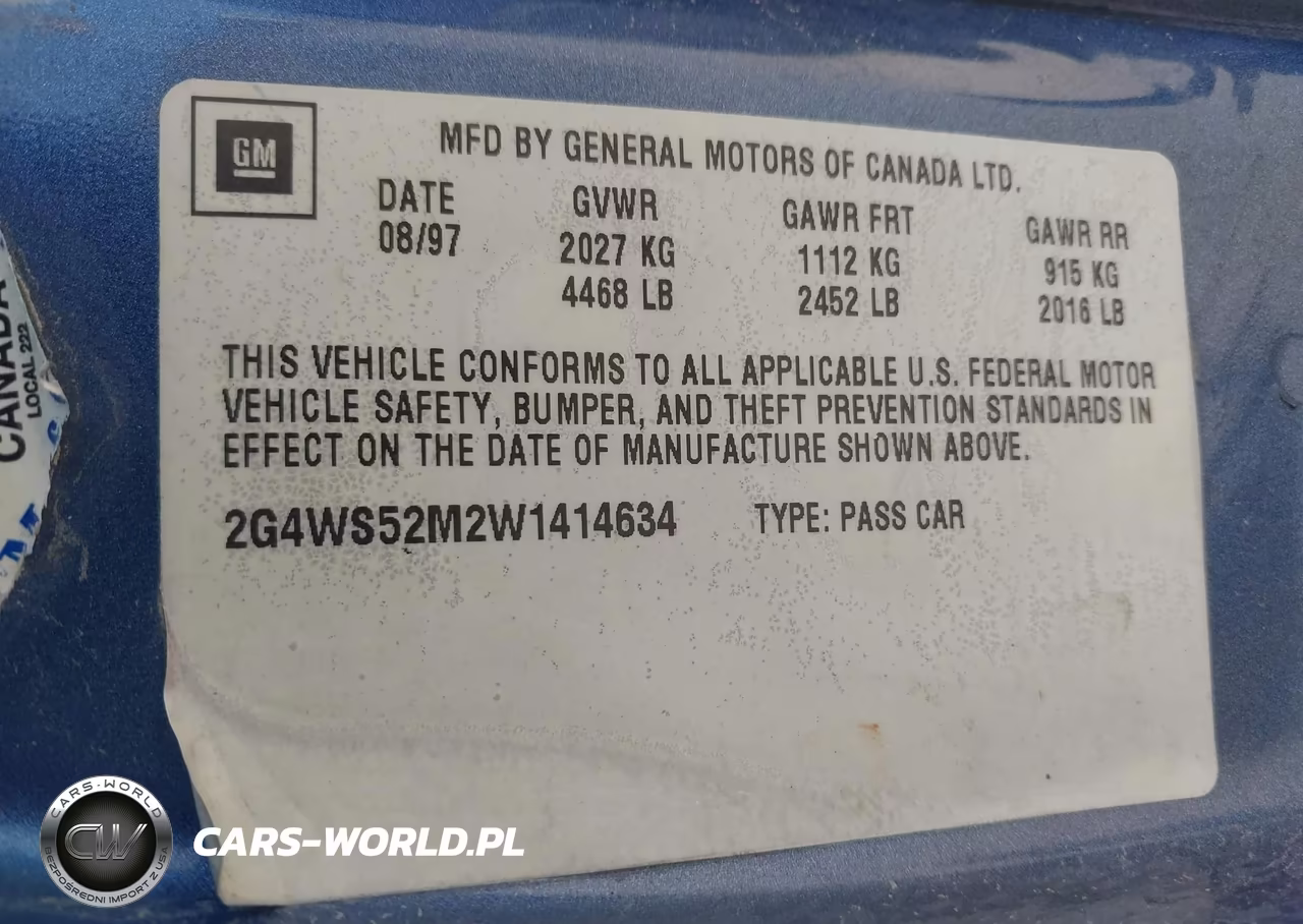 1998 Buick Century Custom VIN:2G4WS52M2W1414634 - 9