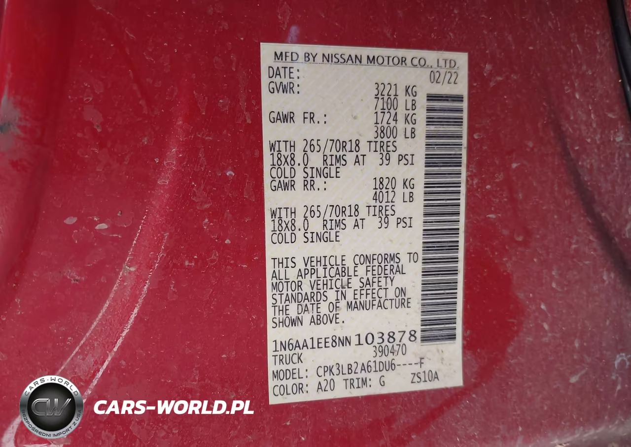 2022 Nissan Titan Sv 4X2 VIN:1N6AA1EE8NN103878 - 9