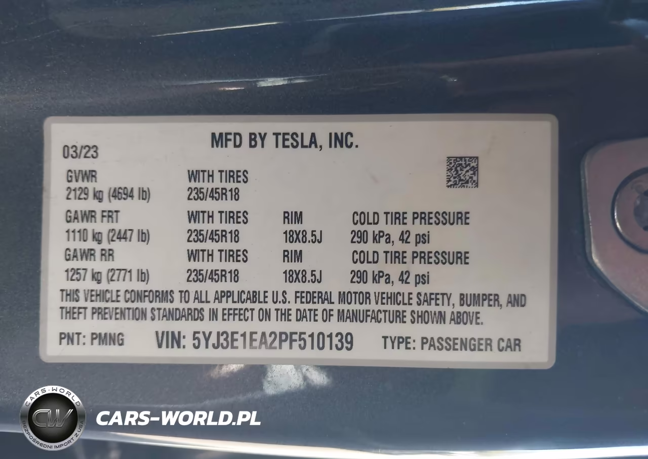 2023 Tesla Model 3 Rear-Wheel Drive VIN:5YJ3E1EA2PF510139 - 9