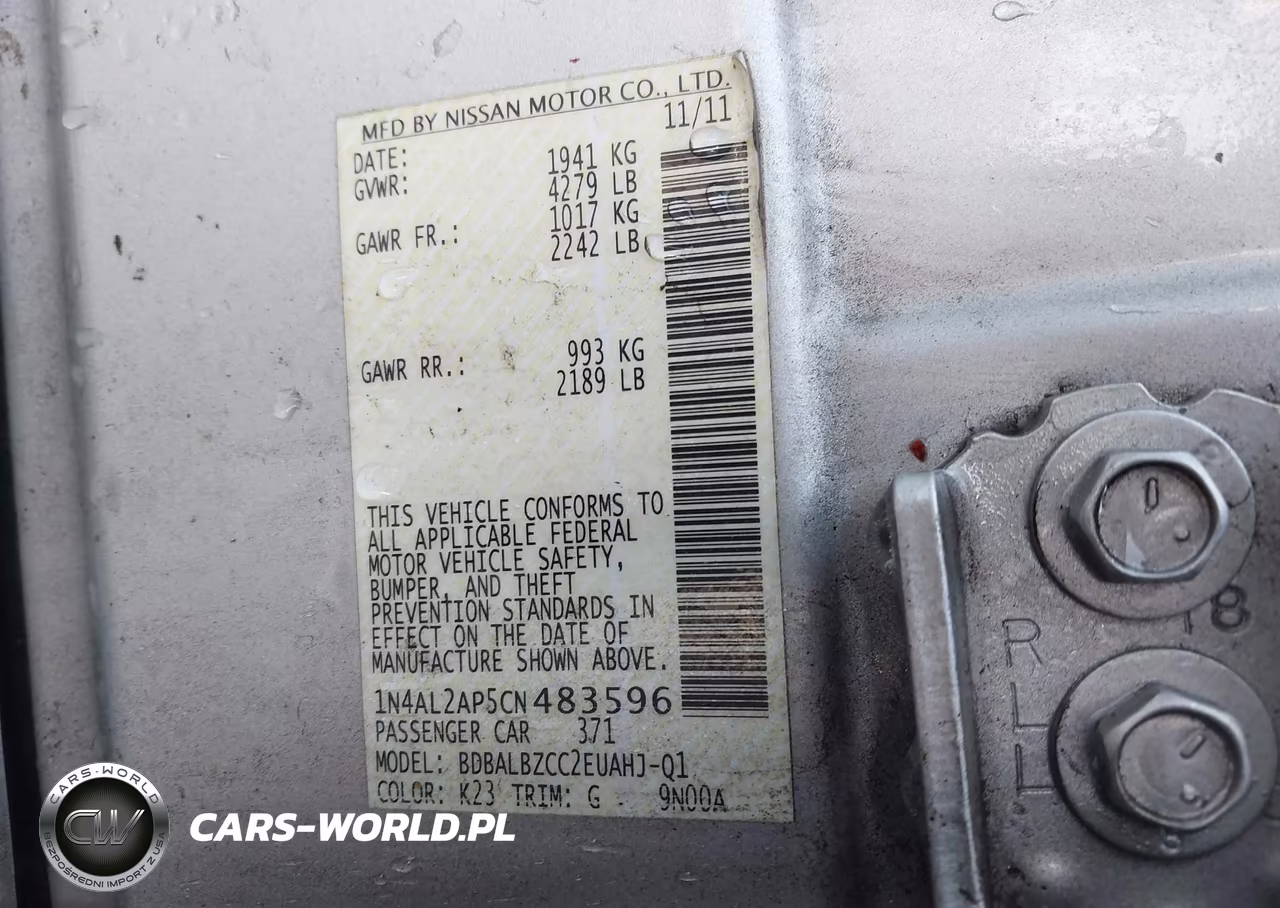 2012 Nissan Altima 2.5 S VIN:1N4AL2AP5CN483596 - 9