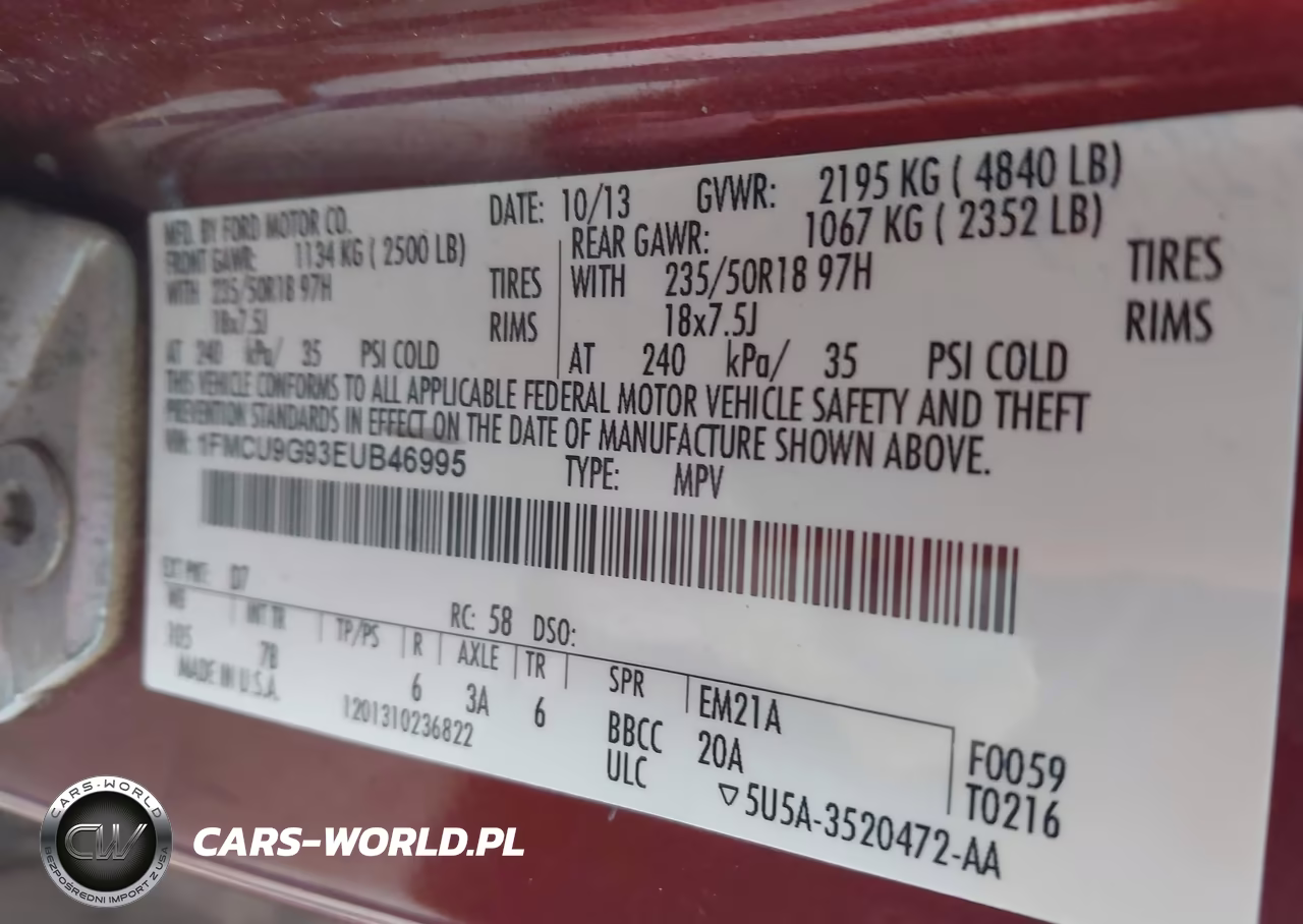 2014 Ford Escape Se VIN:1FMCU9G93EUB46995 - 9