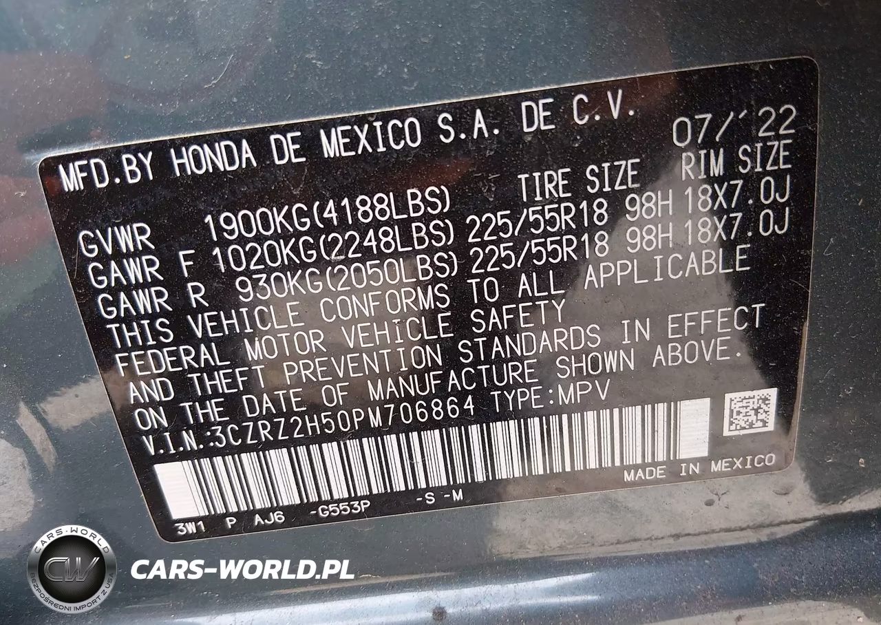 2023 Honda Hr-V Awd Sport VIN:3CZRZ2H50PM706864 - 9