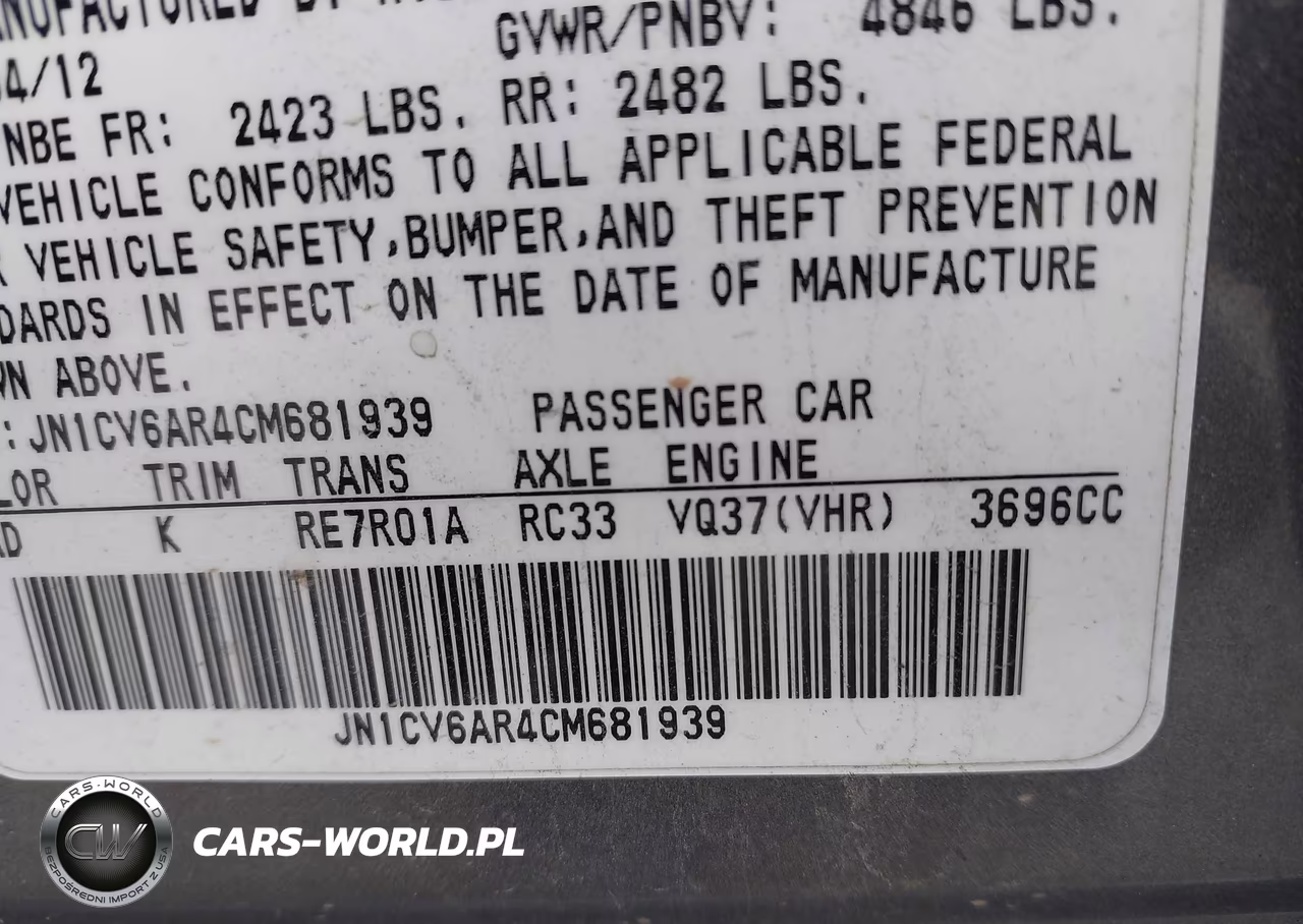 2012 Infiniti G37X VIN:JN1CV6AR4CM681939 - 9