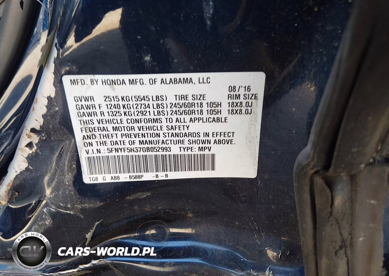 2016 Honda Pilot Ex VIN:5FNYF5H37GB052993 - 9