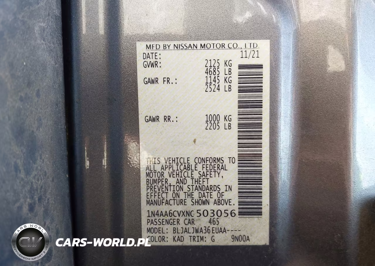 2022 Nissan Maxima Sv Xtronic Cvt VIN:1N4AA6CVXNC503056 - 9