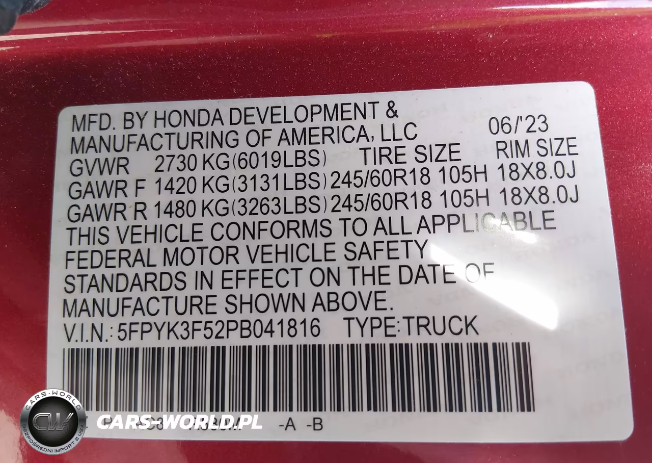 2023 Honda Ridgeline Rtl VIN:5FPYK3F52PB041816 - 9