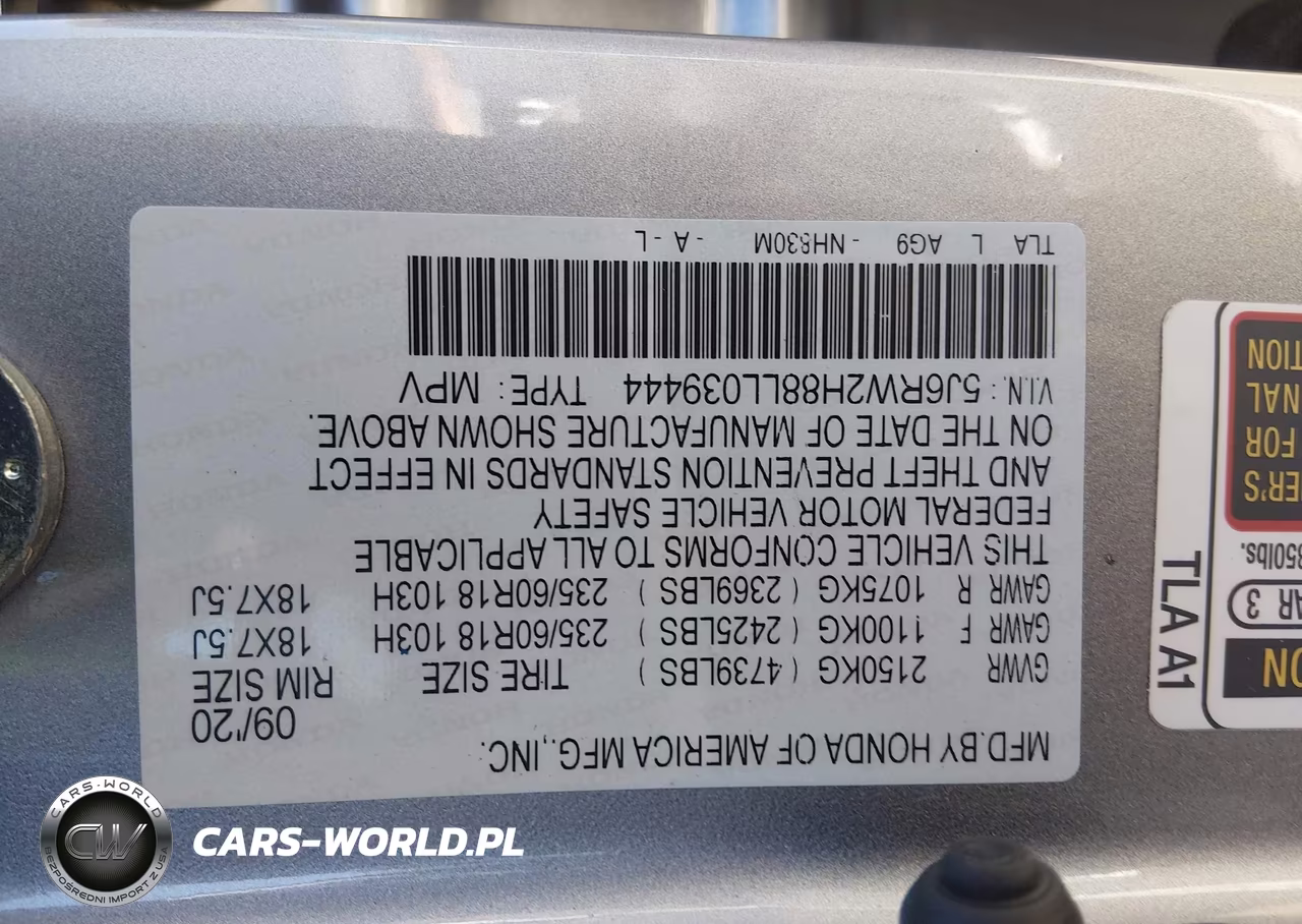 2020 Honda Cr-V Awd Ex-L VIN:5J6RW2H88LL039444 - 9