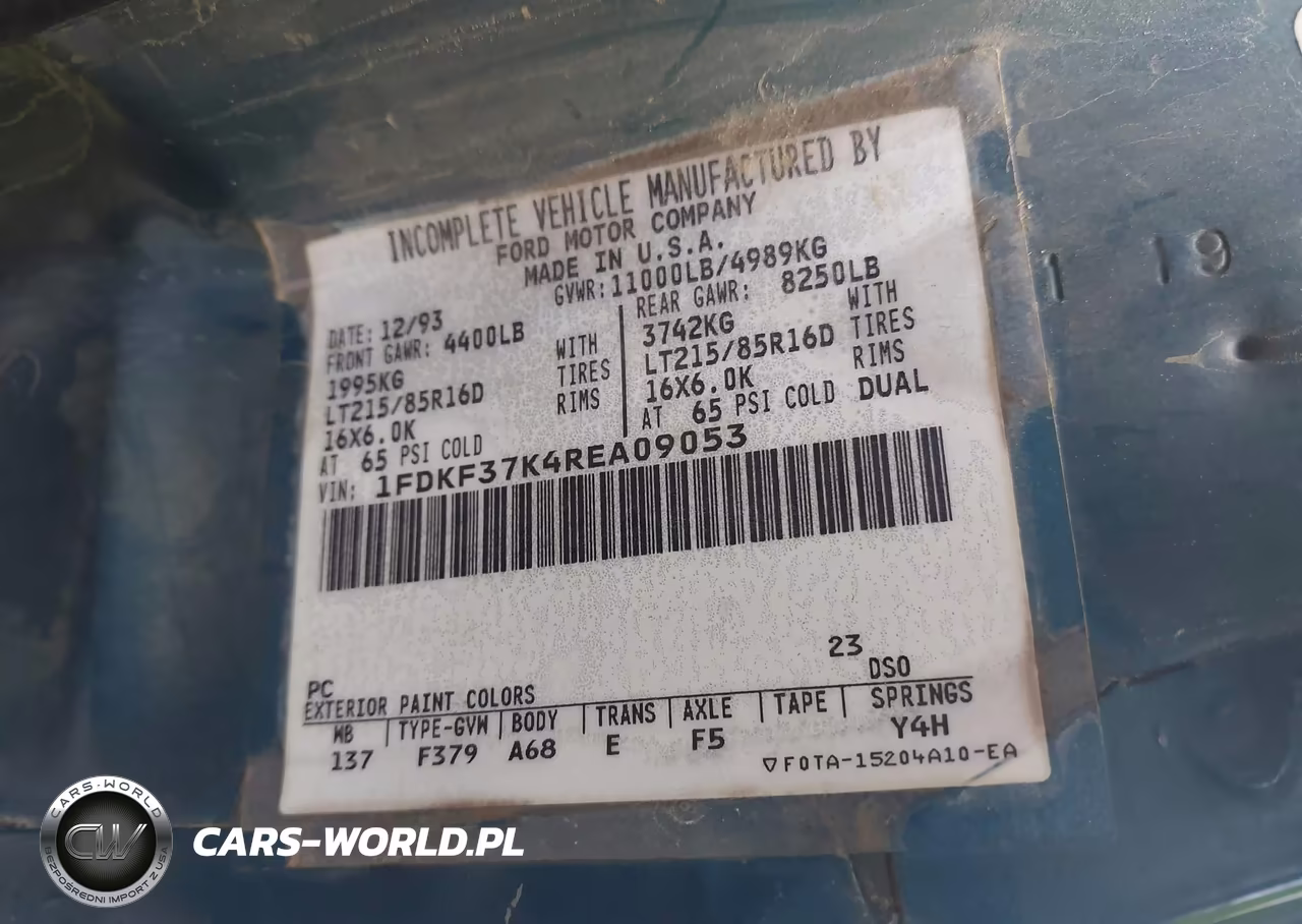 1994 Ford F350 VIN:1FDKF37K4REA09053 - 8