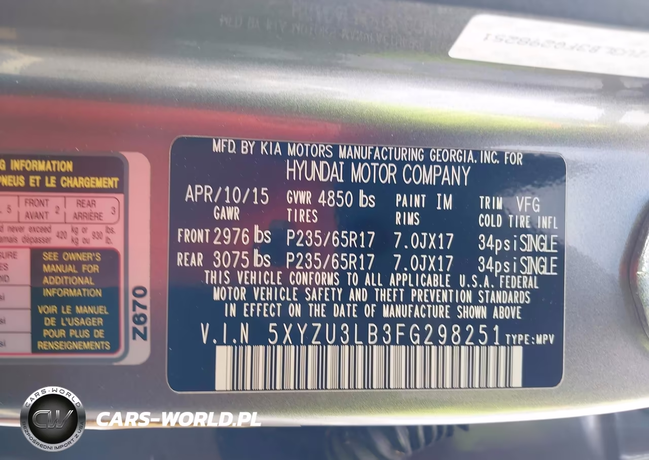 2015 Hyundai Santa Fe Sport 2.4L VIN:5XYZU3LB3FG298251 - 9