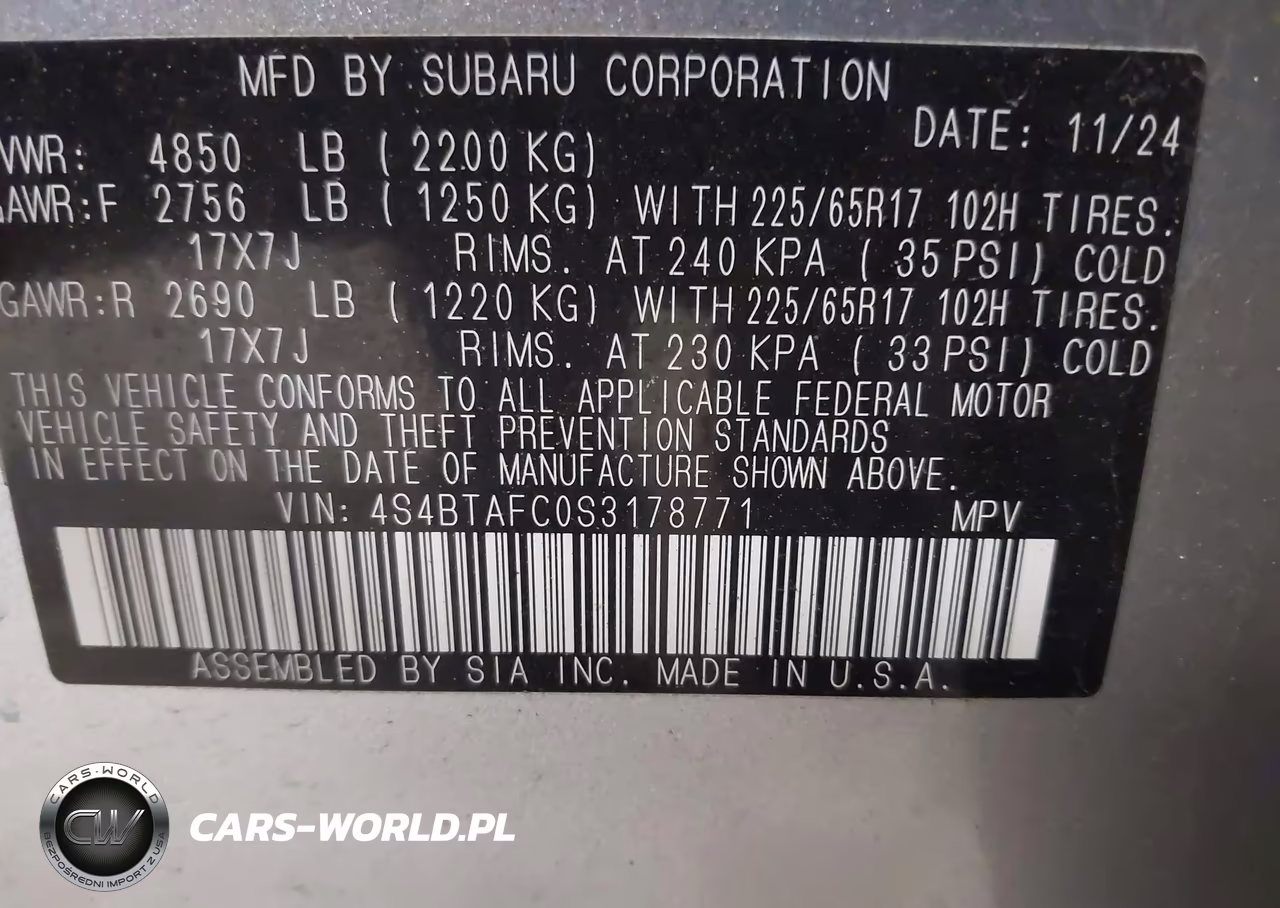 2025 Subaru Outback Premium VIN:4S4BTAFC0S3178771 - 9