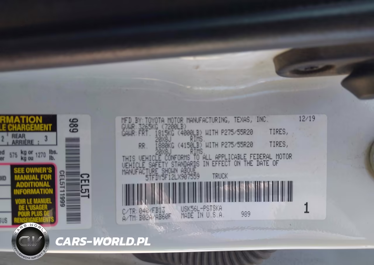 2020 Toyota Tundra Sr5 VIN:5TFDY5F12LX907559 - 9
