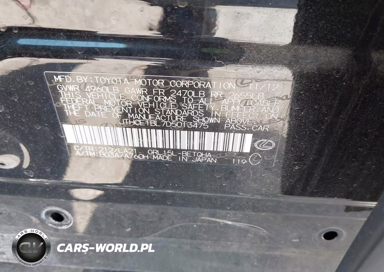 2013 Lexus Gs 350 VIN:JTHCE1BL7D5013475 - 9