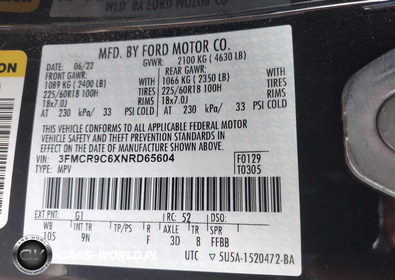 2022 Ford Bronco Sport Outer Banks VIN:3FMCR9C6XNRD65604 - 9