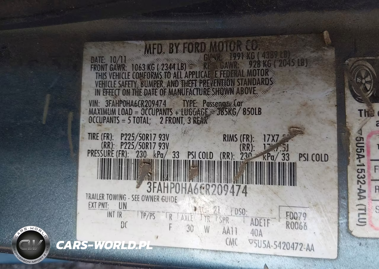 2012 Ford Fusion Se VIN:3FAHP0HA6CR209474 - 9
