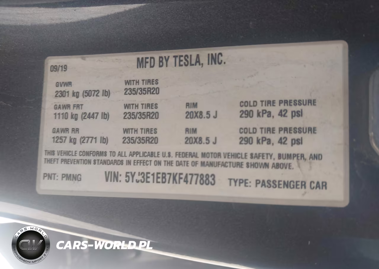 2019 Tesla Model 3 Long Range-Performance VIN:5YJ3E1EB7KF477883 - 9