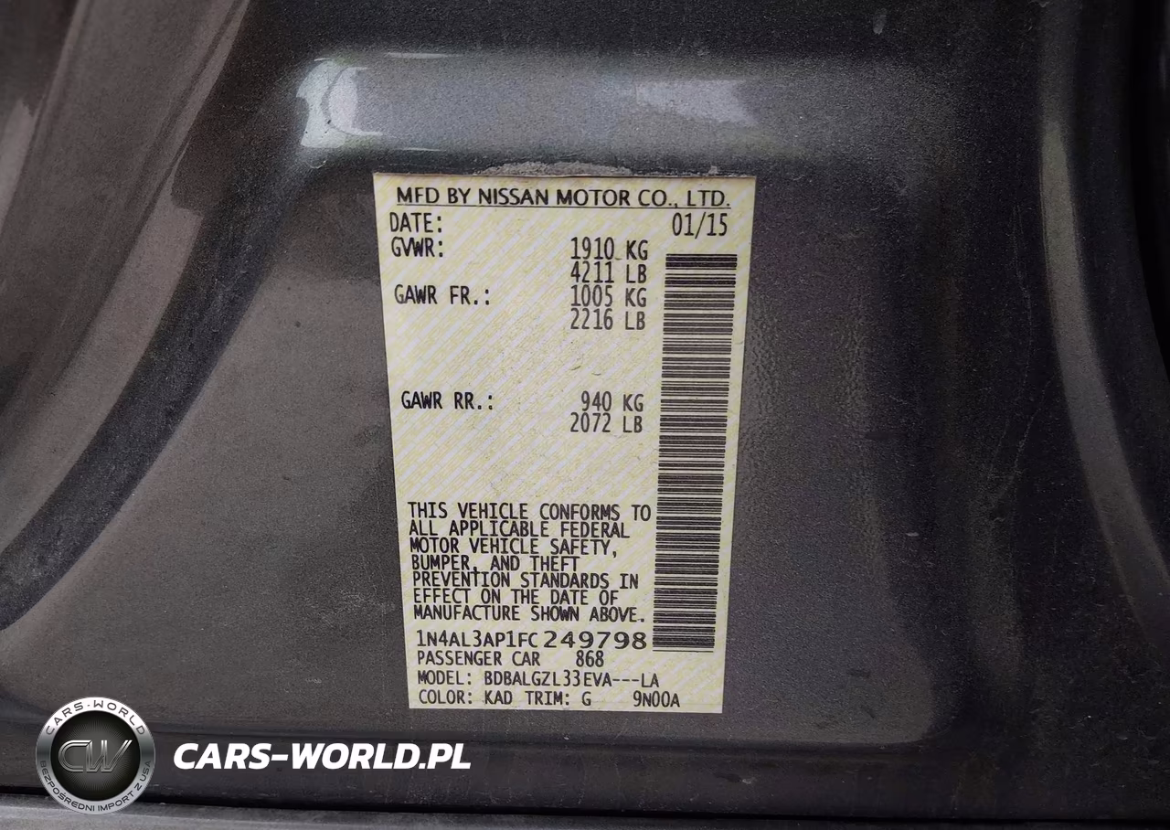 2015 Nissan Altima 2.5 S VIN:1N4AL3AP1FC249798 - 9