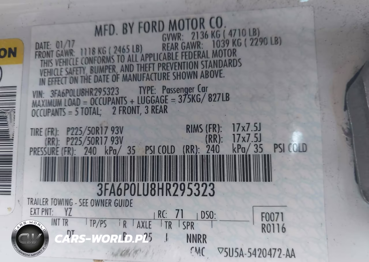 2017 Ford Fusion Hybrid Se VIN:3FA6P0LU8HR295323 - 9
