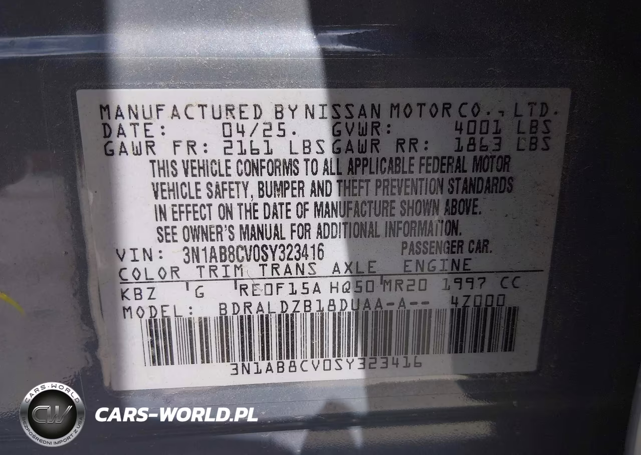 2025 Nissan Sentra Sv VIN:3N1AB8CV0SY323416 - 9