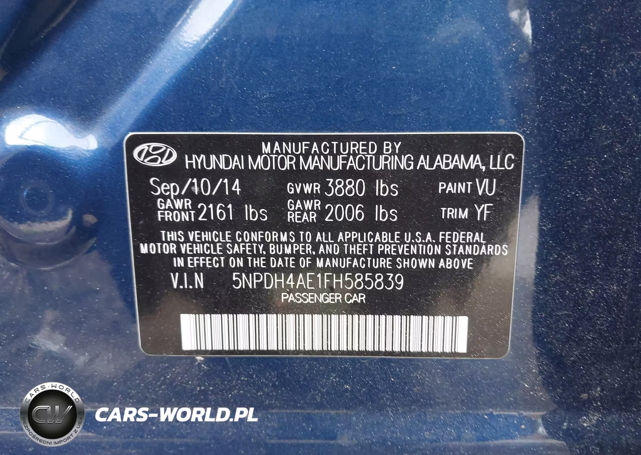 2015 Hyundai Elantra Se VIN:5NPDH4AE1FH585839 - 9