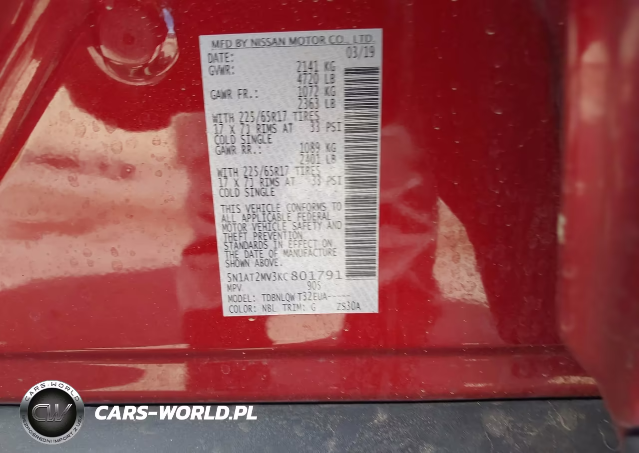 2019 Nissan Rogue Sv VIN:5N1AT2MV3KC801791 - 9