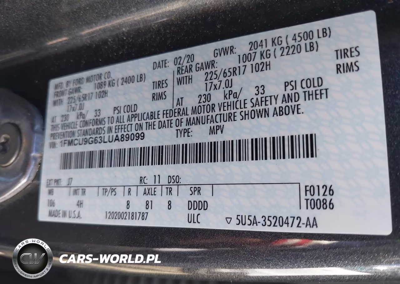 2020 Ford Escape Se VIN:1FMCU9G63LUA89099 - 9