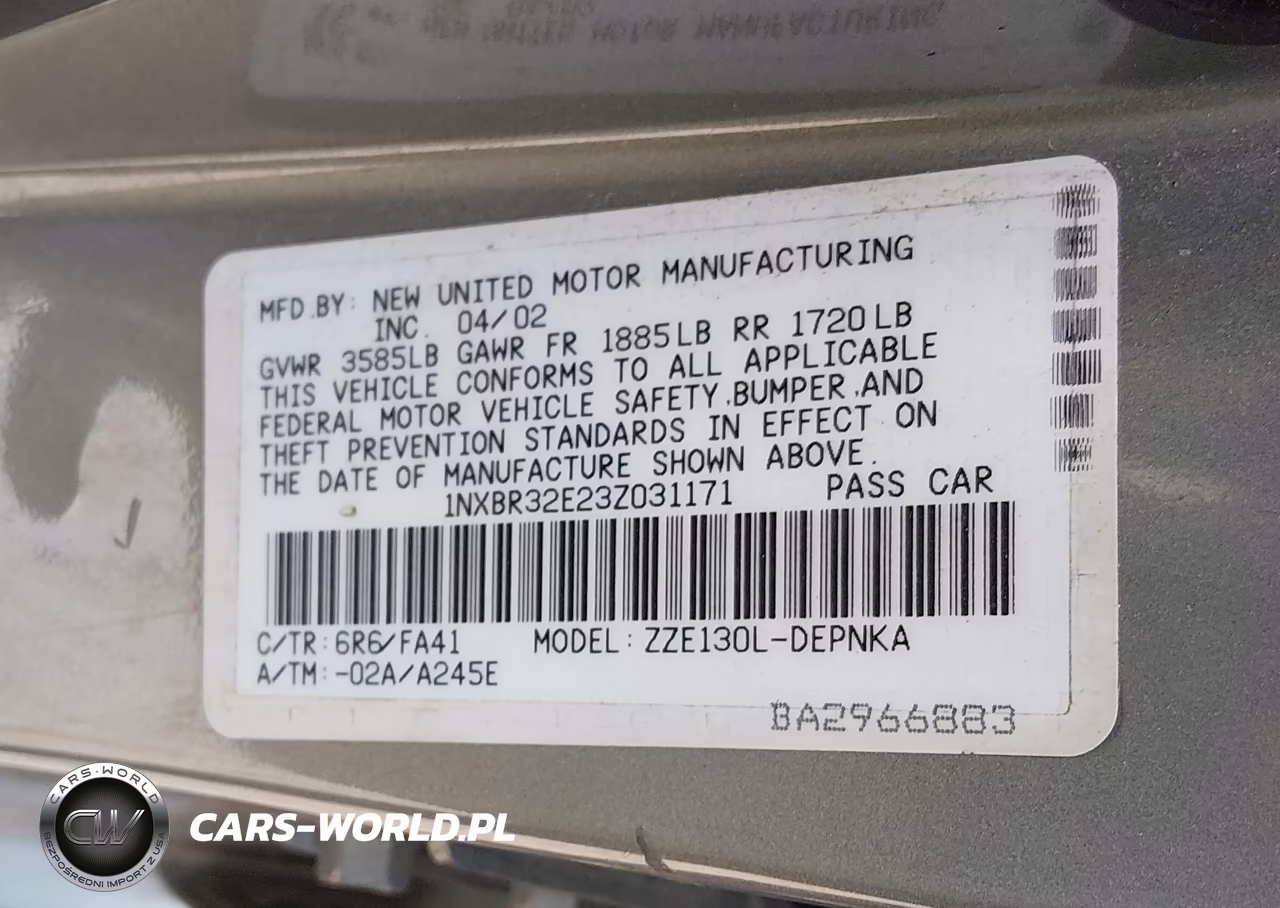 2003 Toyota Corolla Le VIN:1NXBR32E23Z031171 - 9