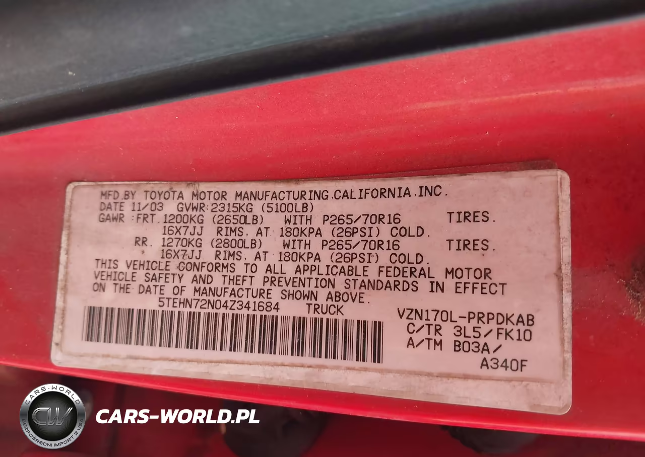2004 Toyota Tacoma Base V6 VIN:5TEHN72N04Z341684 - 9
