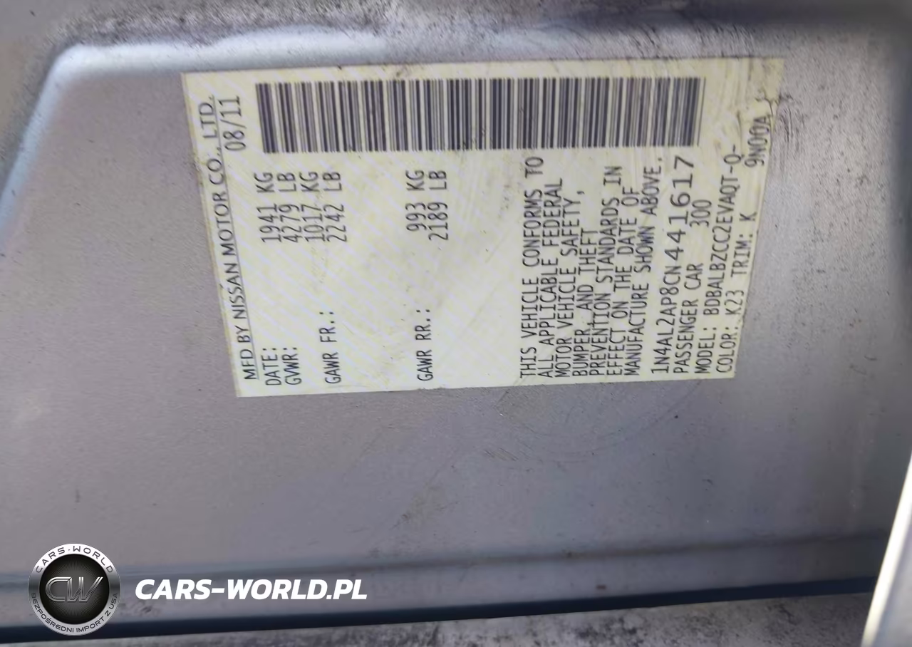 2012 Nissan Altima 2.5 S VIN:1N4AL2AP8CN441617 - 9