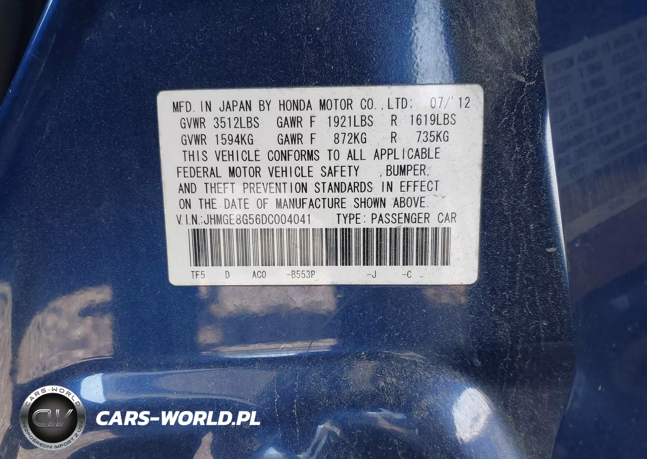2013 Honda Fit Sport VIN:JHMGE8G56DC004041 - 9