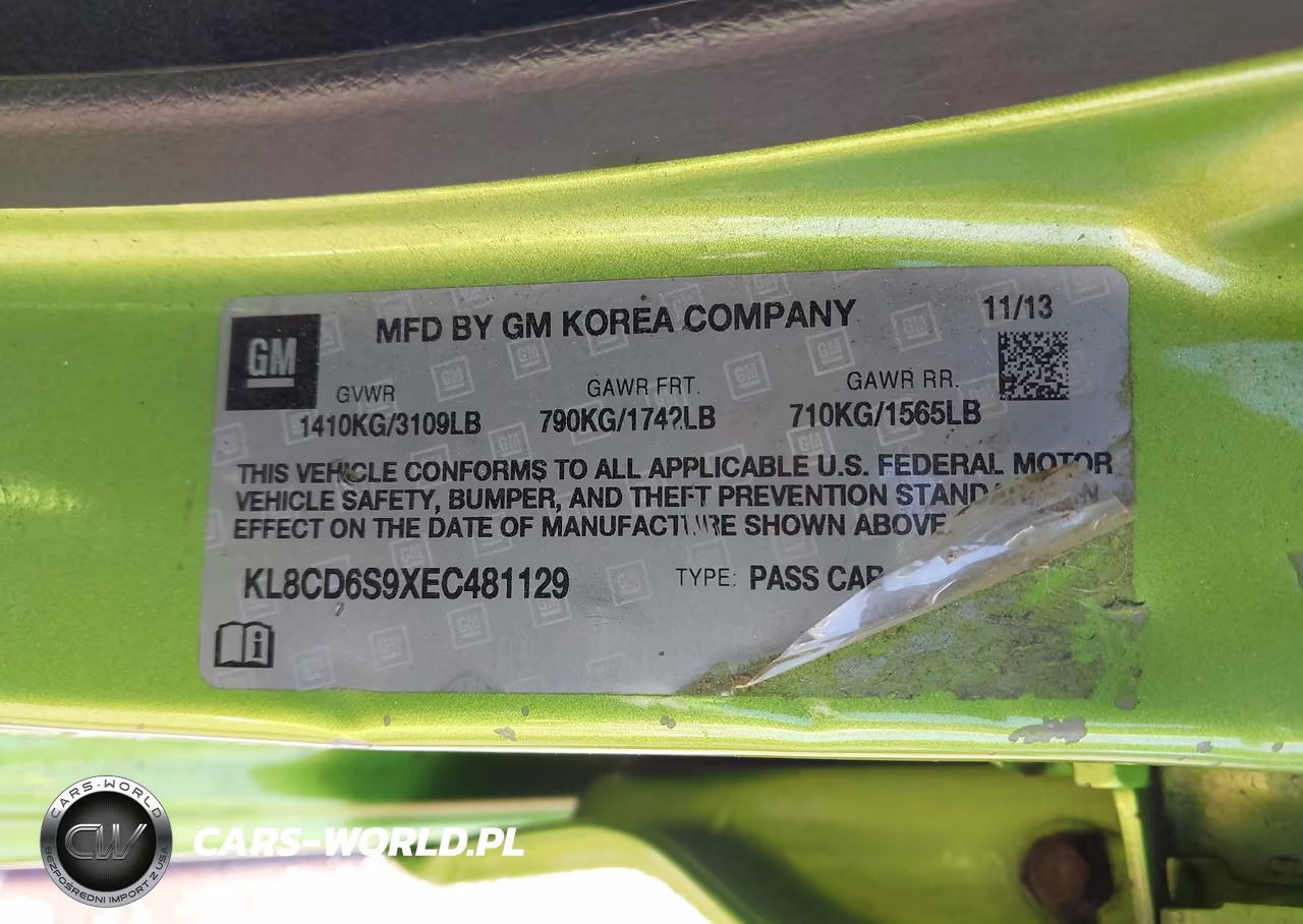 2014 Chevrolet Spark 1Lt Auto VIN:KL8CD6S9XEC481129 - 9