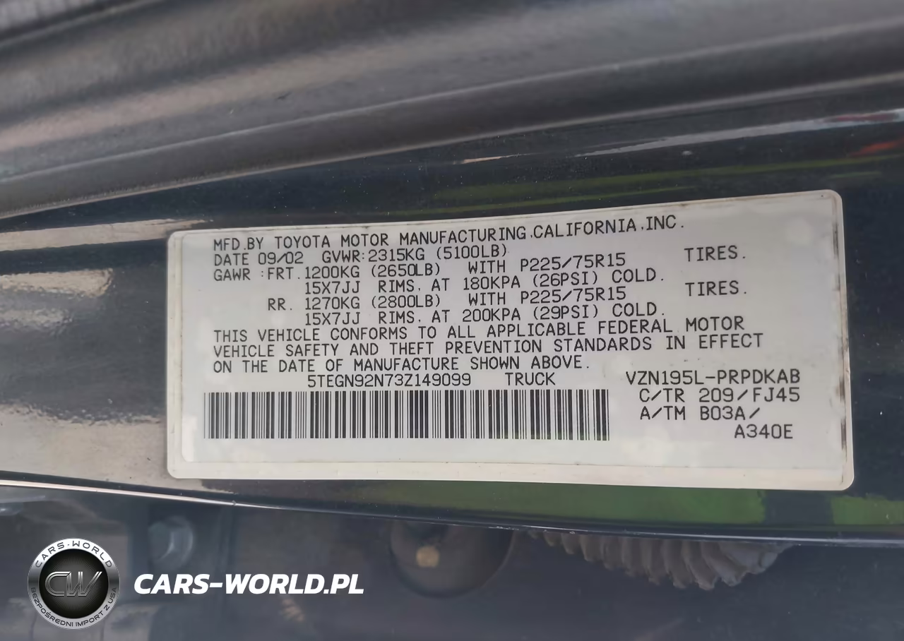 2003 Toyota Tacoma Prerunner V6 VIN:5TEGN92N73Z149099 - 9
