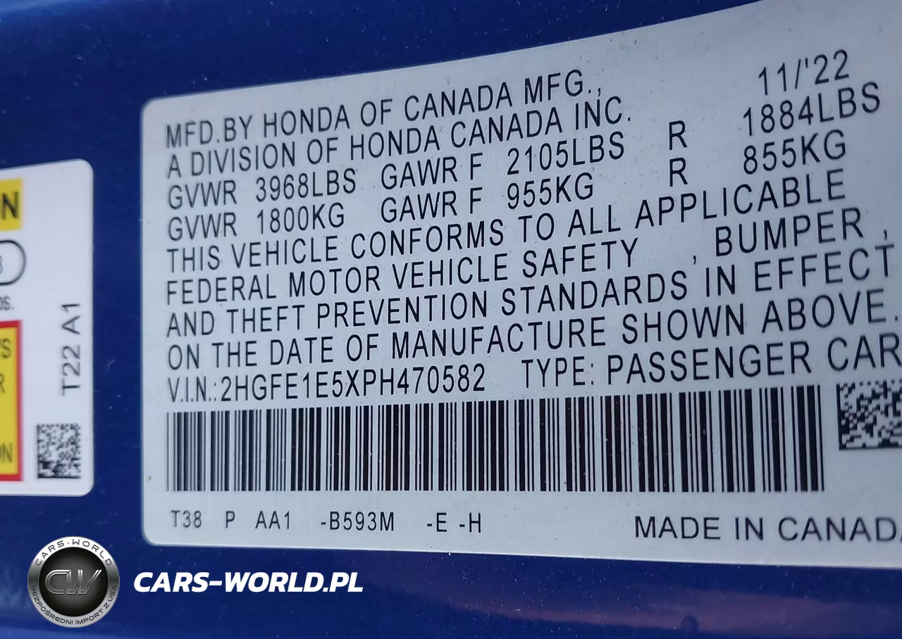 2023 Honda Civic Si Sedan VIN:2HGFE1E5XPH470582 - 9