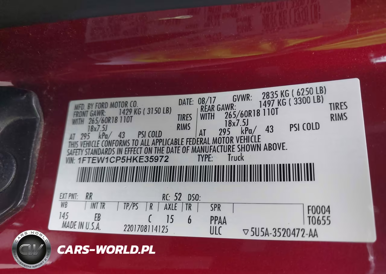 2017 Ford F-150 Lariat VIN:1FTEW1CP5HKE35972 - 9