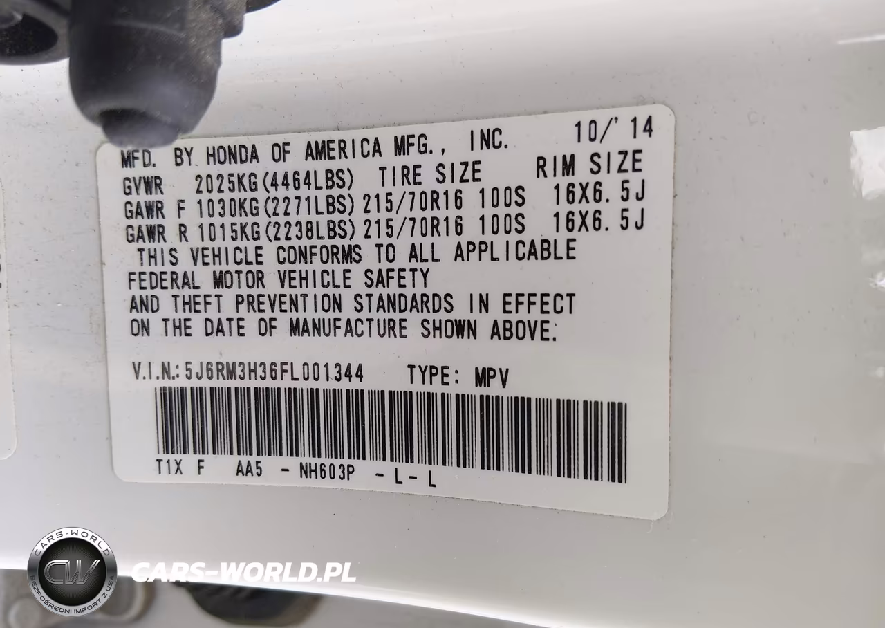 2015 Honda Cr-V Lx VIN:5J6RM3H36FL001344 - 9