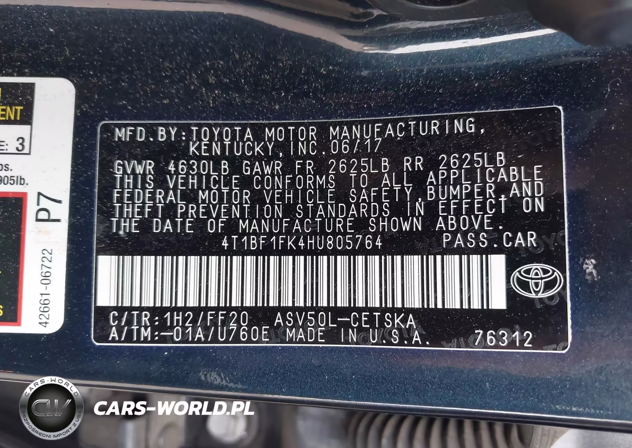 2017 Toyota Camry Se VIN:4T1BF1FK4HU805764 - 9