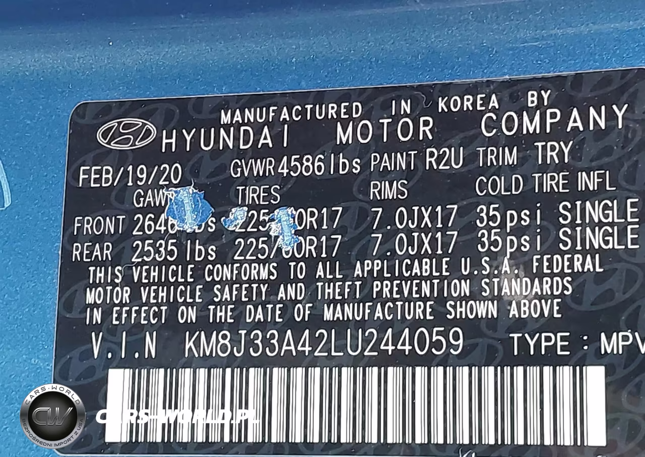 2020 Hyundai Tucson Value VIN:KM8J33A42LU244059 - 9