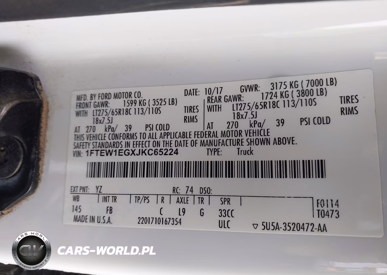 2018 Ford F-150 Xlt VIN:1FTEW1EGXJKC65224 - 9