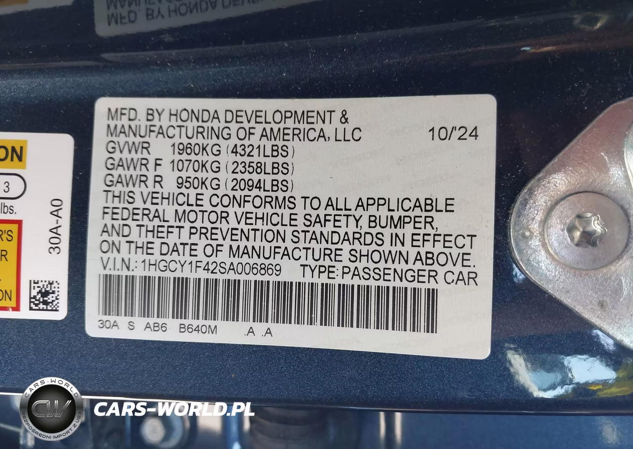 2025 Honda Accord Se VIN:1HGCY1F42SA006869 - 9
